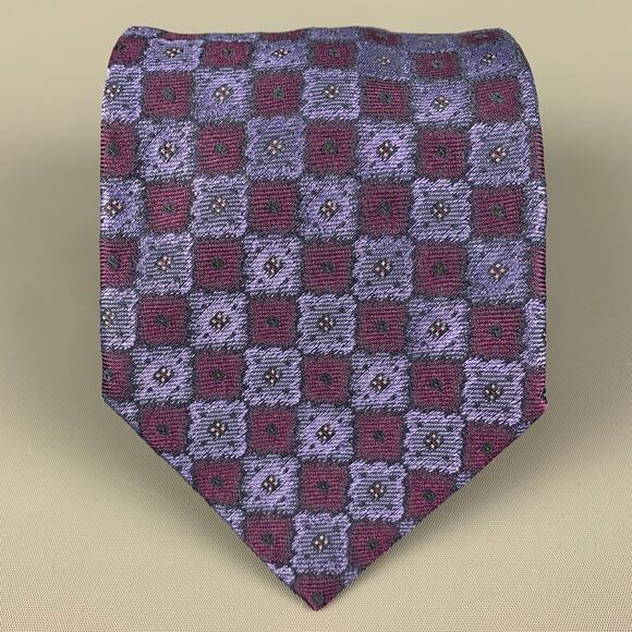 WILKES BASHFORD Purple Burgundy Square Silk Tie - Picture 1 of 4